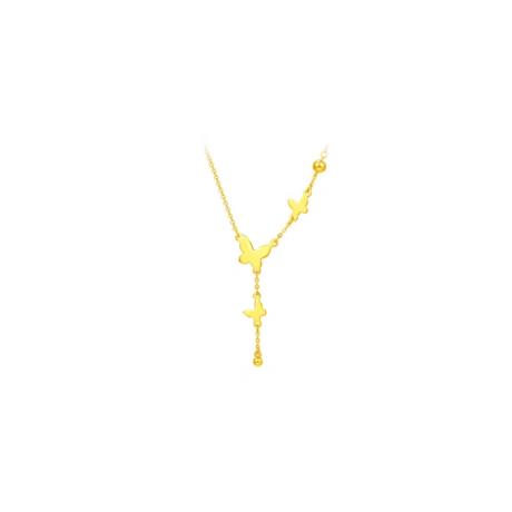 周大福（CHOW TAI FOOK）流苏蝴蝶黄金项链 40cm 约5.1g