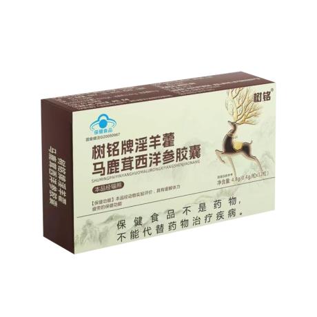 树铭(SHUMING)融济堂树铭牌淫羊藿马鹿茸西洋参胶囊4.8g（0.4g*12粒）/盒