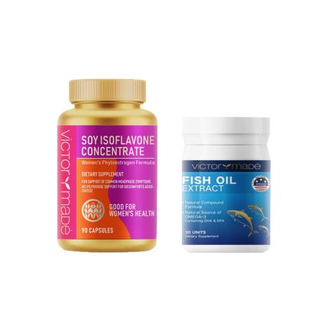 【+9.9得鱼油小金瓶】维萃美(Victorymade)大豆异黄酮胶囊500mg*90粒/瓶（美国版）